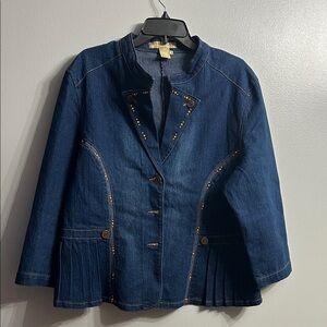 Vintage Denim  d Gree Studded Women's Blue Denim Jacket SZ XL
